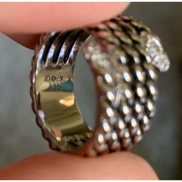 David Yurman Sterling Silver Diamonds Willow Serpentine Cable Ring 8 Authentic - Picture 4 of 7